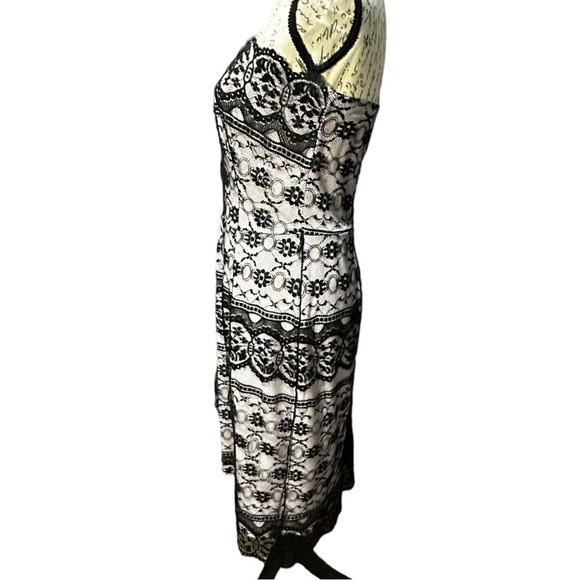 studio Y Pink With Black Lace Overlay Strapless Dress Size 11 - Picture 2 of 4